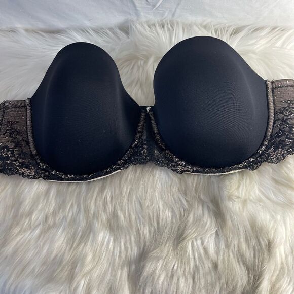 Torrid Black Lace Trim Balconette Strapless Bra STRAPS NOT INCLUDED Sz 4… - Picture 2 of 5